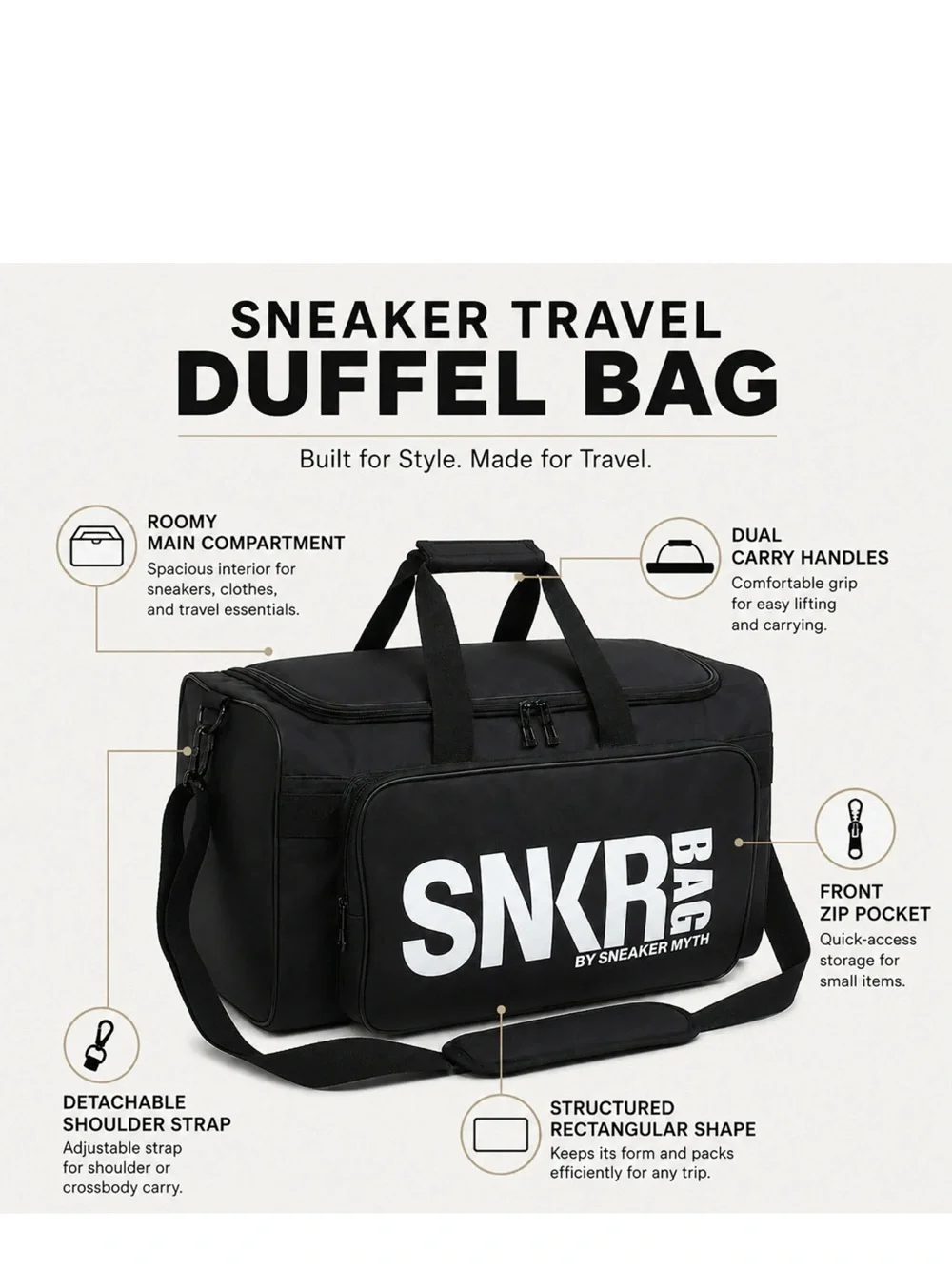 Men’s Light Gray Duffel with Black Trim